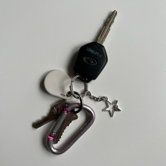 Y2K 2000 silver double star pendant keyring for keychain - Picture 3 of 5